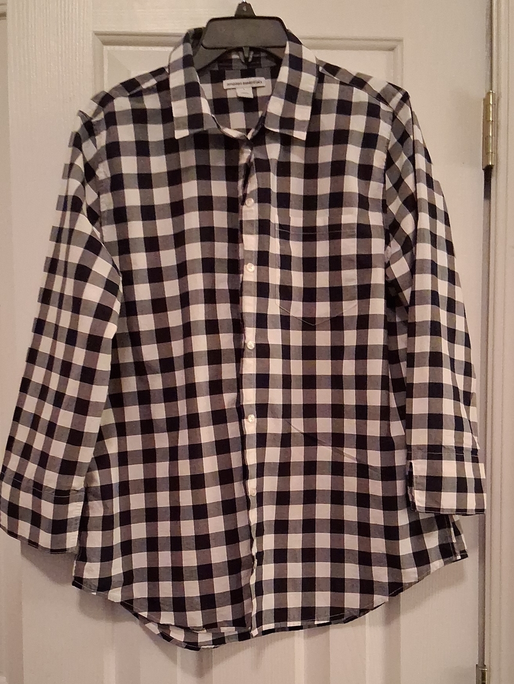 Amazon Essentials Black and White Check Button-Down Shirt